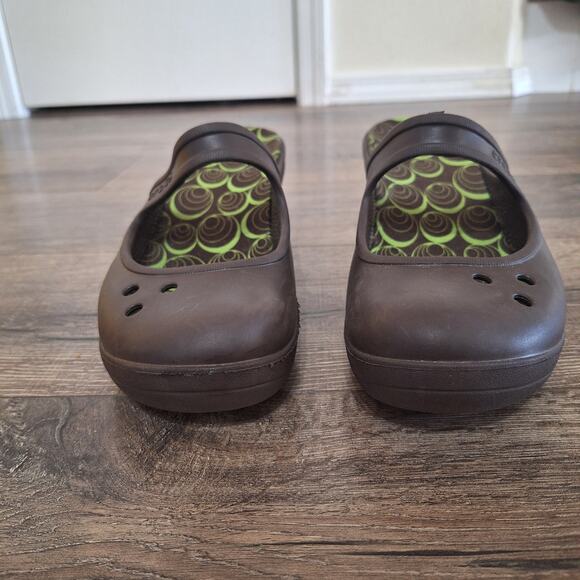 Crocs Frances mary jane brown wedge clog heels womens 11 - Picture 4 of 7